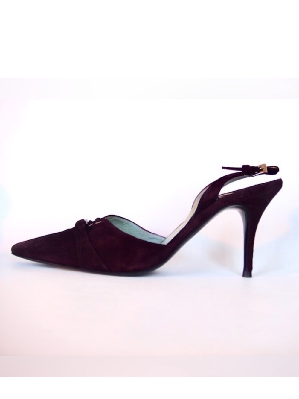 Sigerson Morrison Vintage 2000s Y2K Brown Suede Slingback Heels Pointed Toe US 9